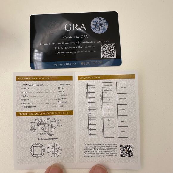 1.0 ct Moissanite Stone Ring with Papers Includes Sliding Adjustable Band - Picture 4 of 11